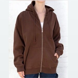 BRANDY MELVILLE brown oversized Christy zip up